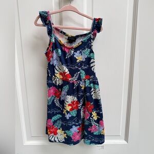 Picapino 3T Girls Floral Ruffle Short Sleeve Casual Tropical Island Dress